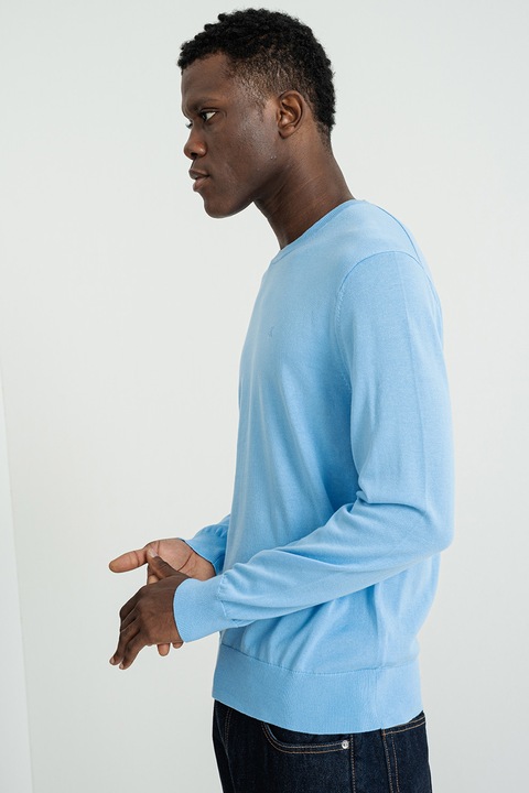 CALVIN KLEIN, Kerek nyakú egyszínű pulóver, Pasztellkék
