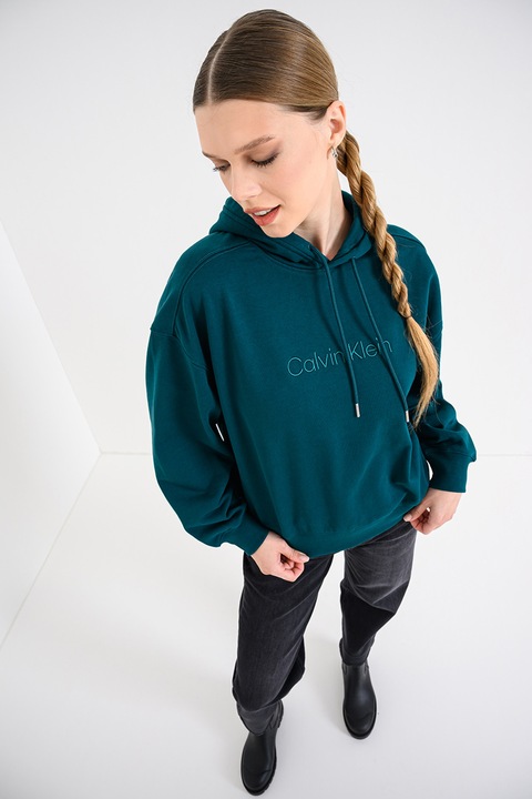 CALVIN KLEIN, Hanorac cu broderie logo, Verde englez