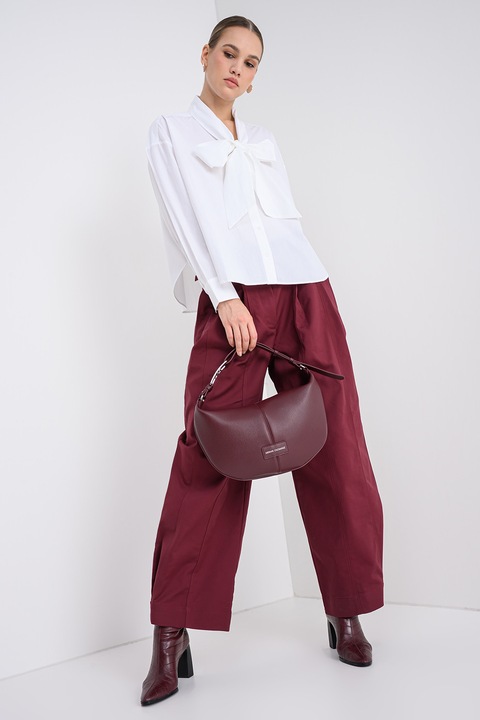 CALVIN KLEIN, Bő szárú nadrág magas derékrésszel, Bordó