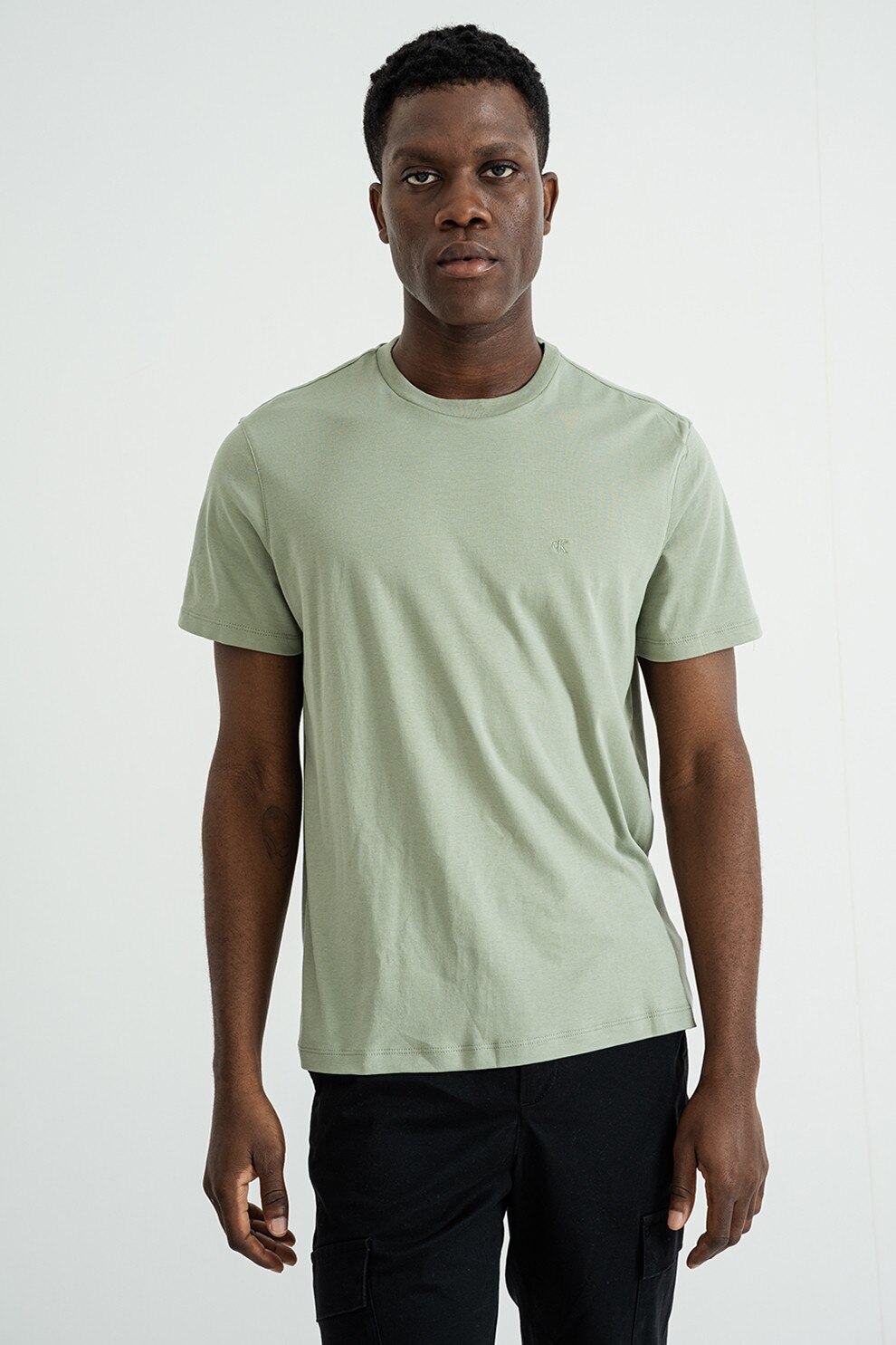 CALVIN KLEIN, Tricou regular fit cu decolteu la baza gatului, Verde pal, M