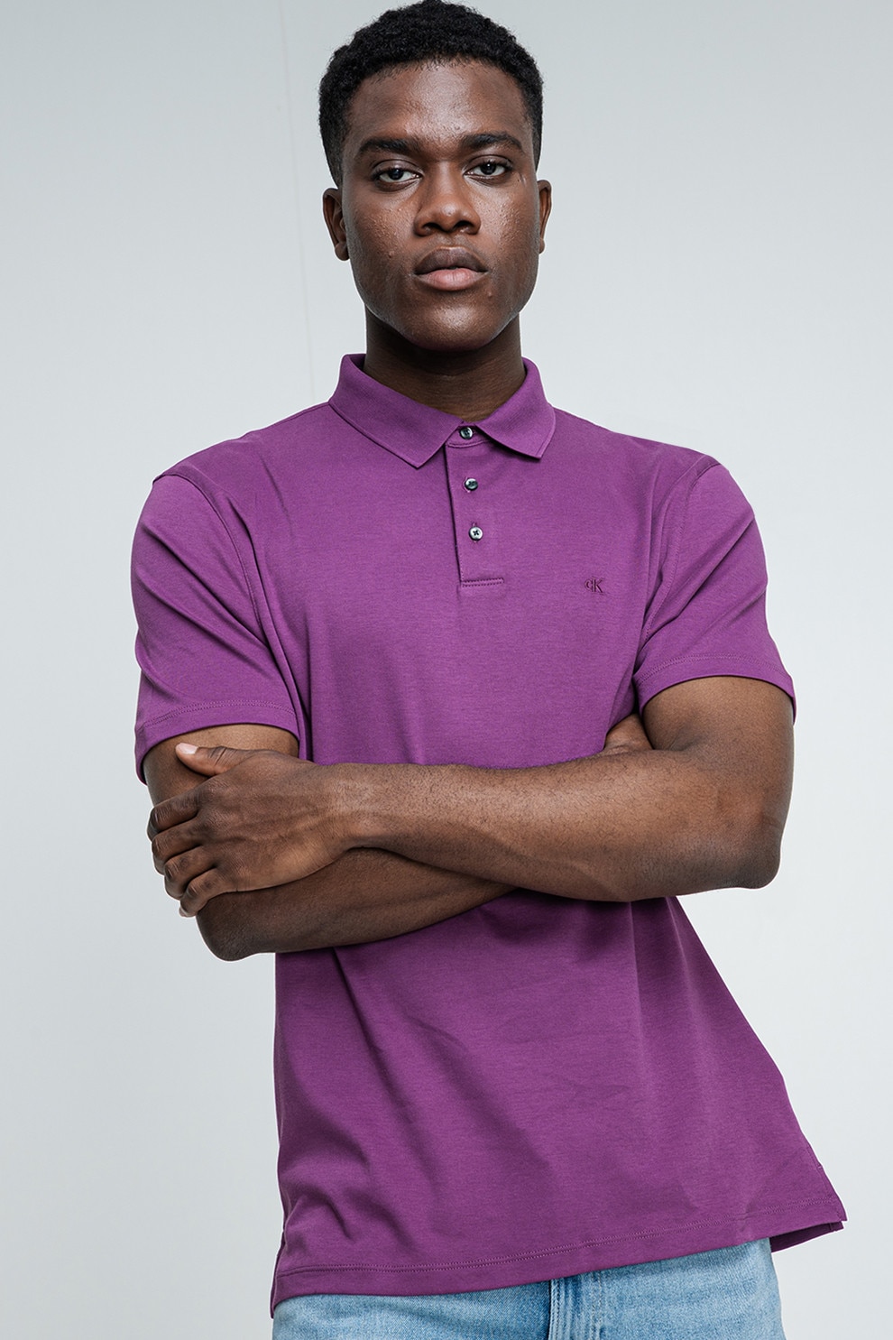 CALVIN KLEIN, Tricou polo din bumbac, Ametist, XL