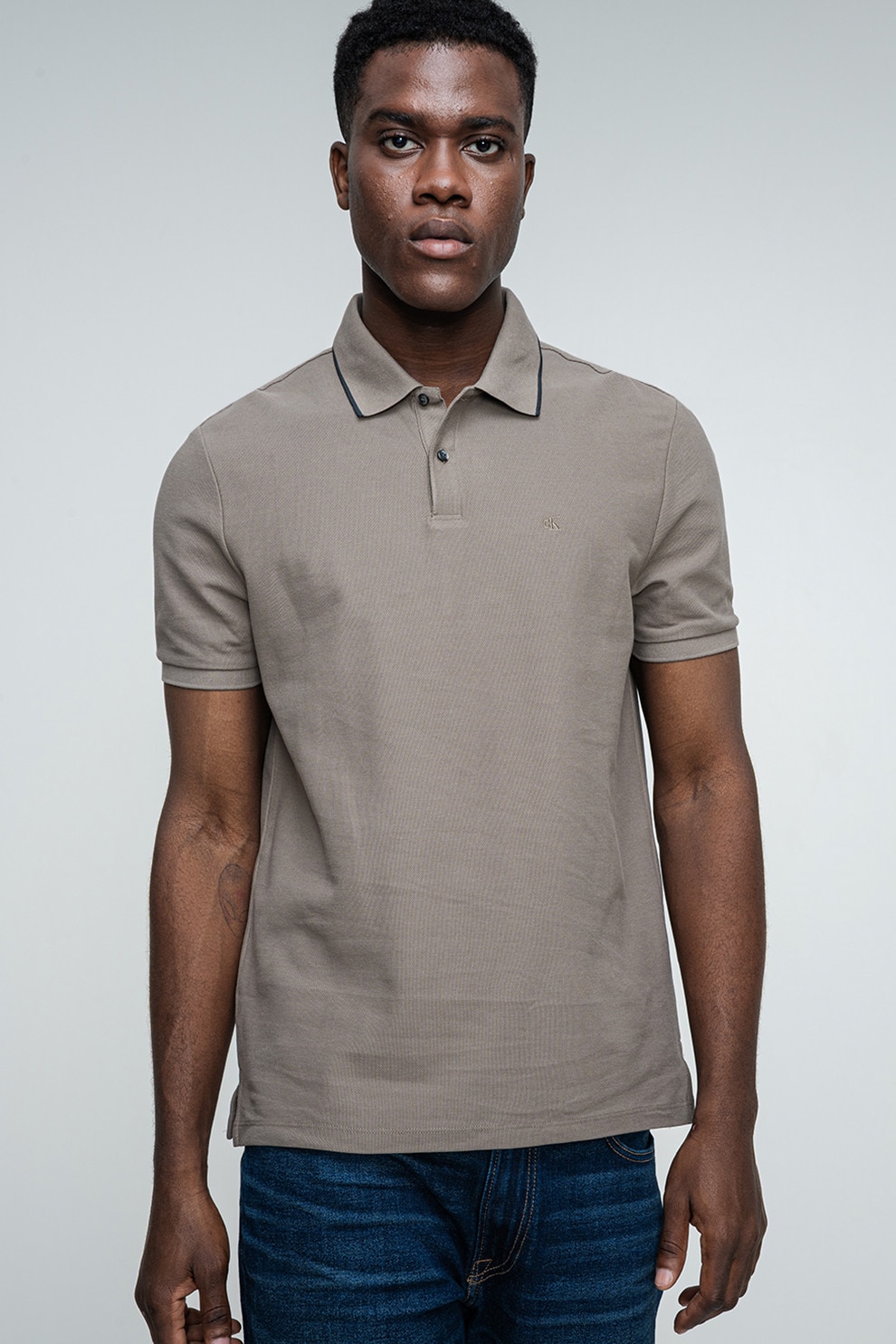 CALVIN KLEIN, Tricou polo din bumbac pique, Kaki, S