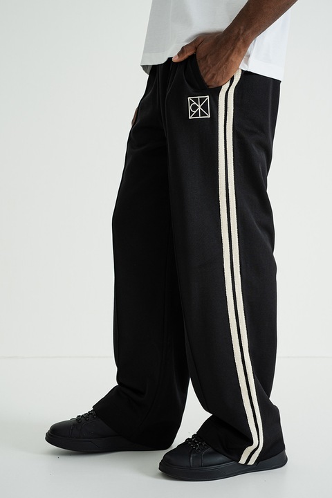 CALVIN KLEIN, Egyenes szárú szabadidőnadrág, Csontszín/Fekete