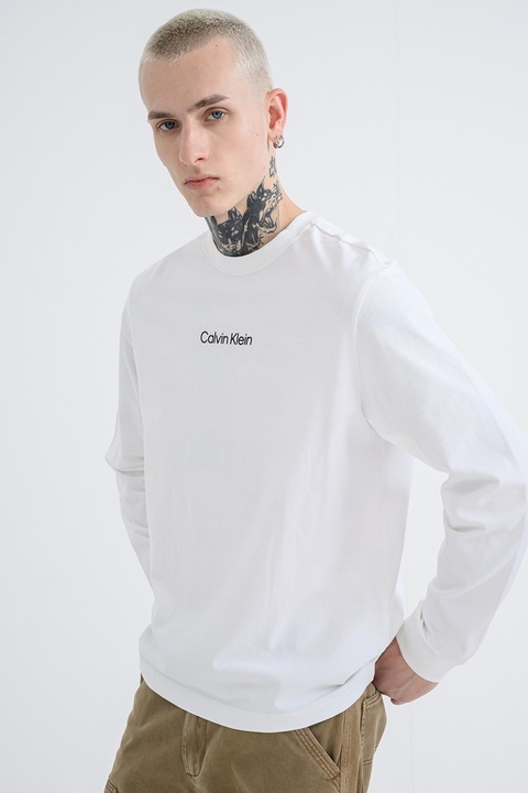 CALVIN KLEIN, Свободна памучна блуза, Бял