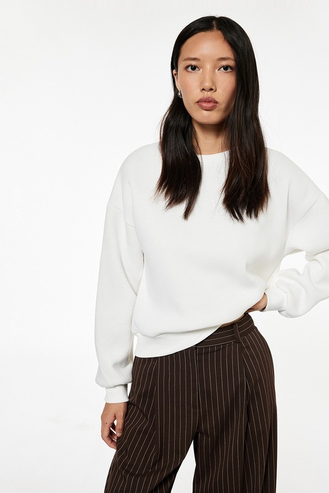 KOTON, Bluza de trening uni cu decolteu la baza gatului, Alb