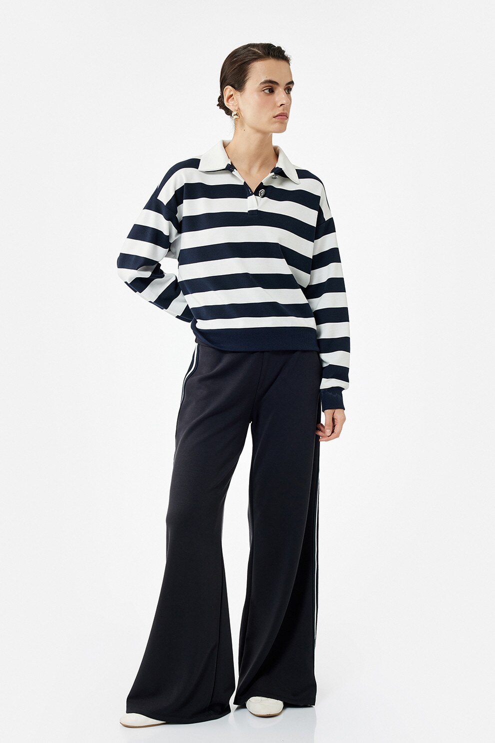 KOTON, Pantaloni din amestec de modal cu croiala ampla, Negru, M