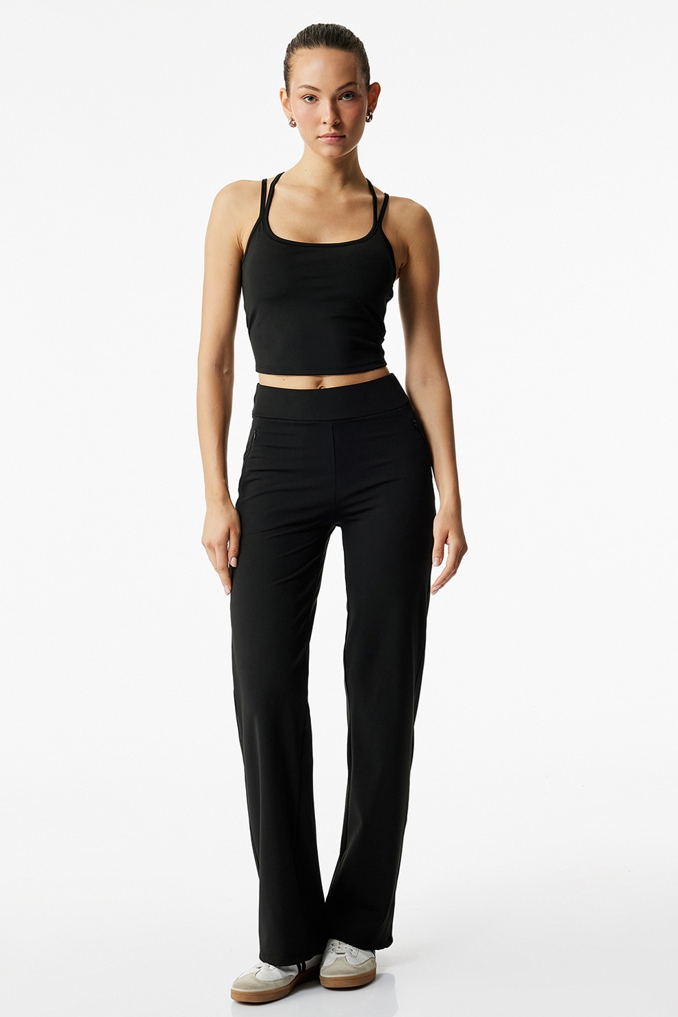 KOTON, Pantaloni cu talie inalta, Negru, XL