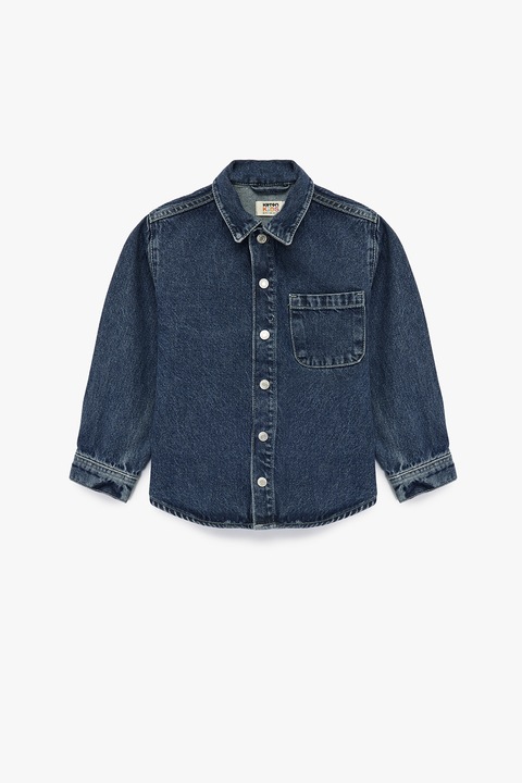 KOTON, Jacheta din denim cu nasturi, Albastru inchis