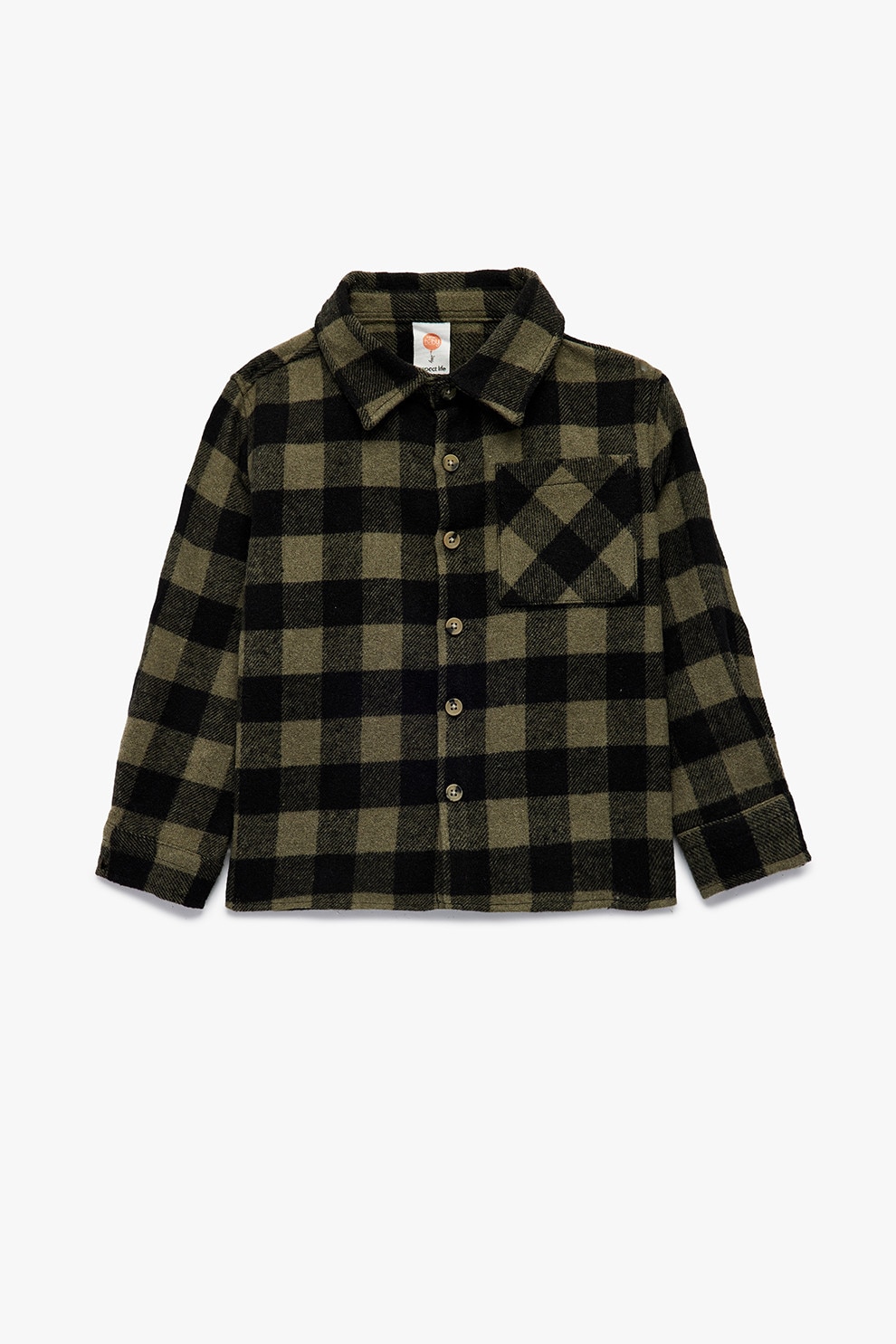 KOTON, Camasa cu buzunar aplicat si mode in carouri, Negru, verde militar inchis, 98-104 CM