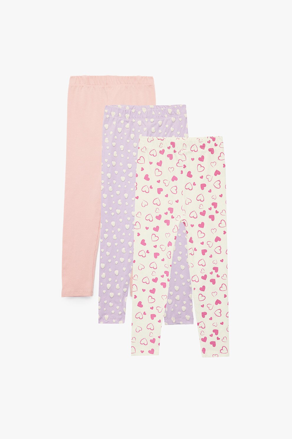 KOTON, Set de colanti din amestec de bumbac - 3 perechi, Alb, Roz somon, Lila, 98-104 CM