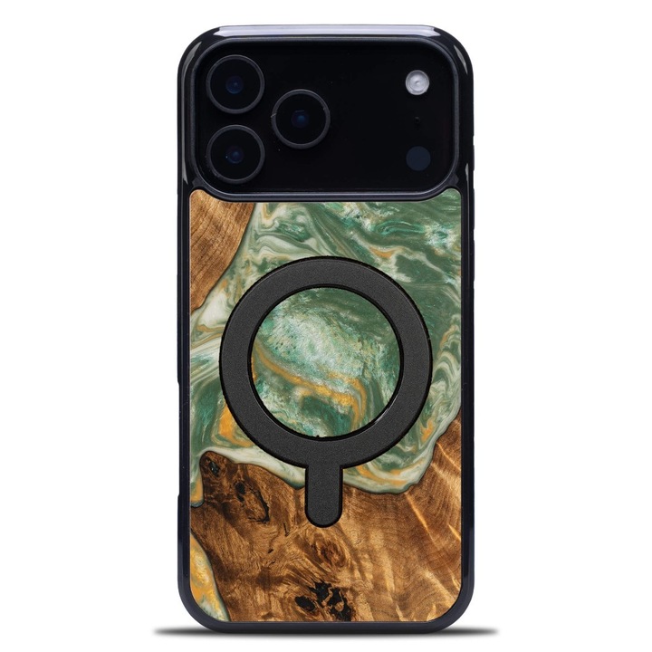 Husa telefon Bewood Unique pentru iPhone 17 Pro Max, lemn si rasina, 100% protectie, multicolor, 12 luni garantie