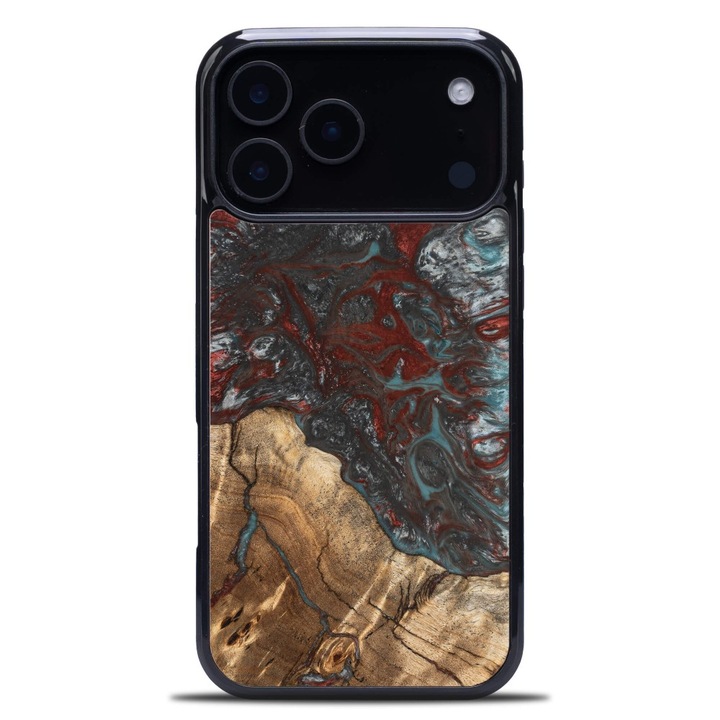 Husa Bewood Unique pentru iPhone 17 Pro Max, lemn si rasina, 100% protectie, design unic, multicolor