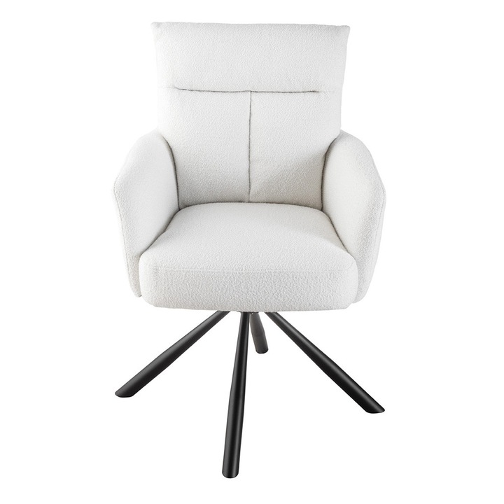 Scaun dining rotativ alb din textil George The Home Collection