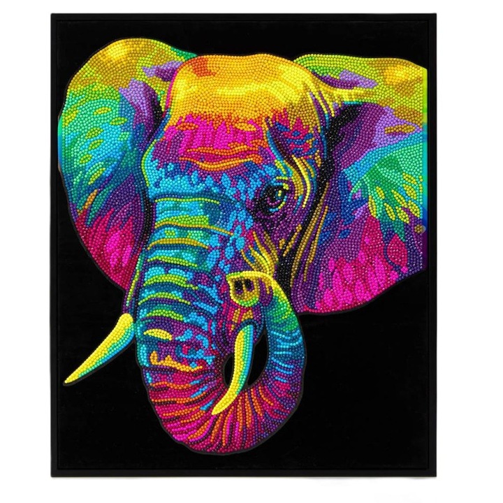 Set de artizanat Diamond Dotz, elefant neon, 35,5x45,7cm, 11448 diamante, multicolor