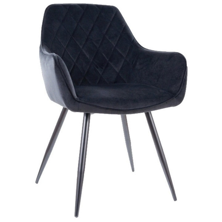 Scaun dining negru din catifea Linea The Home Collection