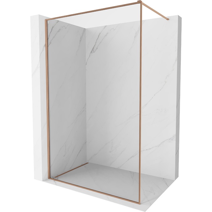 Perete de dus Walk-in Mexen Kioto-XF, 150x202cm, transparent 10mm, cupru periat