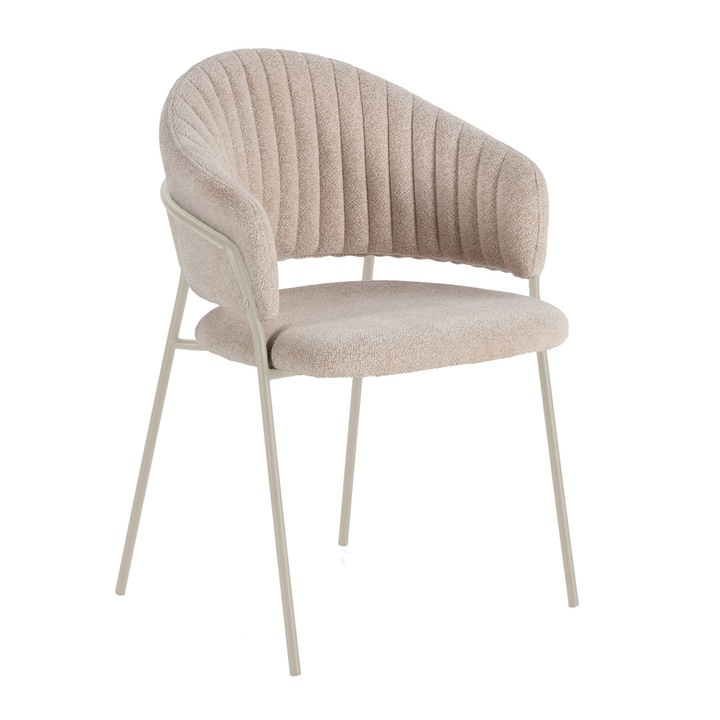 Scaun dining bej/crem din textil Leticia The Home Collection
