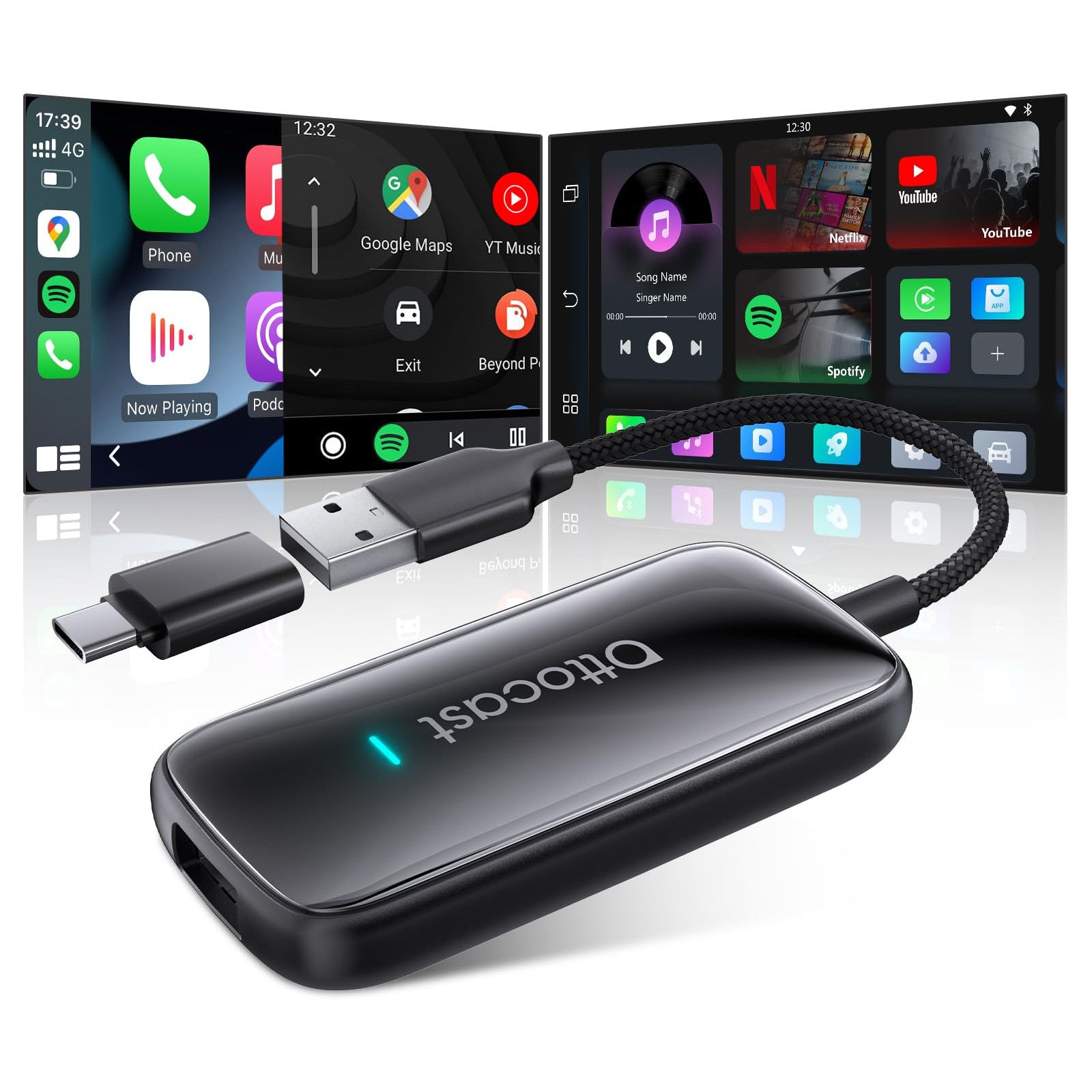 Adaptor Wireless Carplay Android Auto Ottocast Play2Video