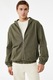 KOTON, Jacheta din denim cu gluga si buzunare laterale, verde militar prafuit, XL