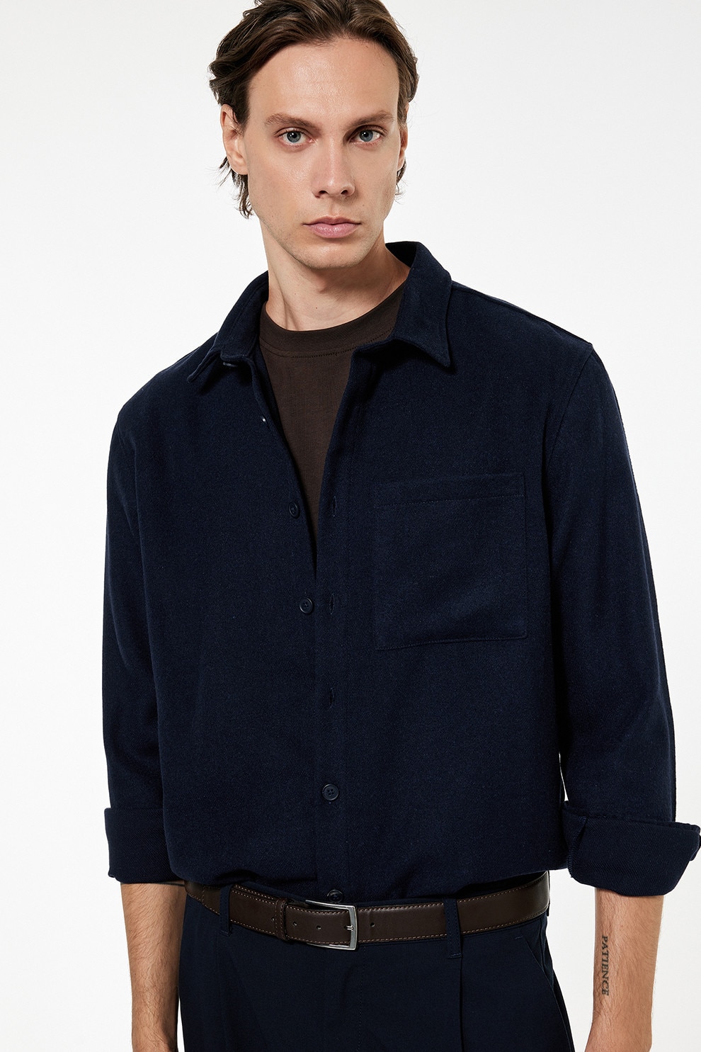 KOTON, Camasa regular-fit cu buzunar pe piept, Bleumarin, M