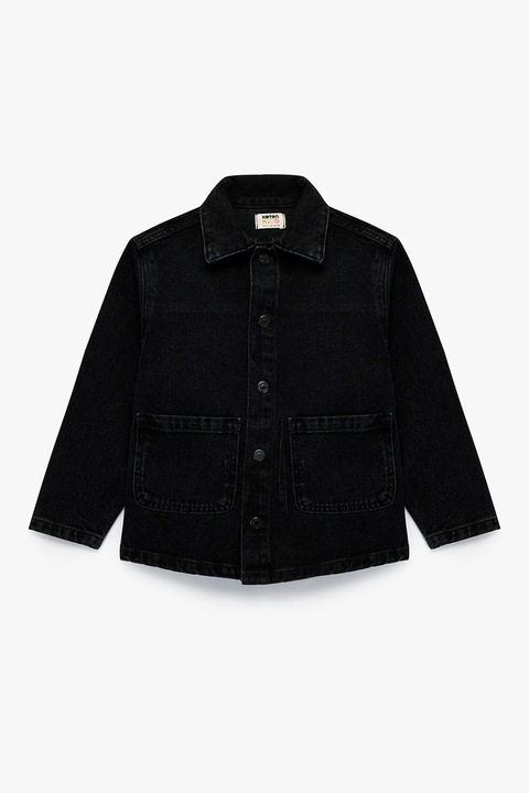 KOTON, Jacheta de denim cu buzunare aplicate, Negru