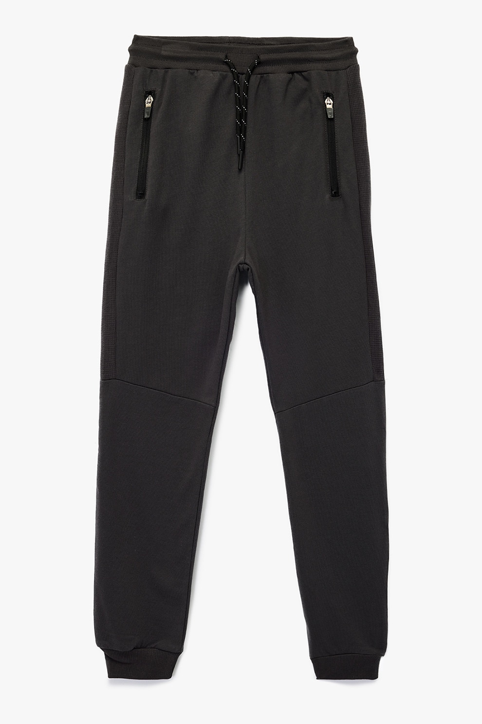 KOTON, Pantaloni de trening din bumbac cu buzunare cu fermoar, Negru, 116-122 CM