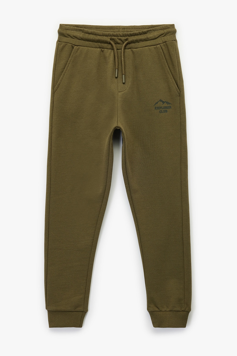 KOTON, Pantaloni slim fit de trening cu snur, Verde masliniu, 134-140 CM