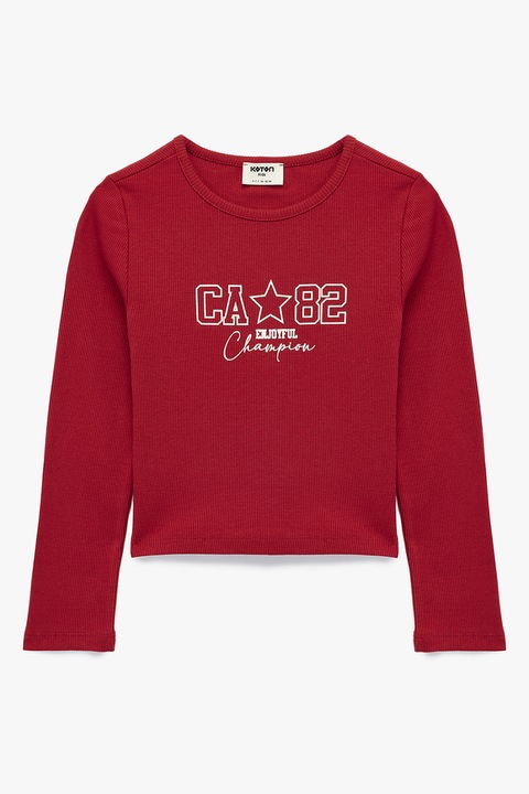 KOTON, Bluza cu imprimeu text, Rosu vermillion