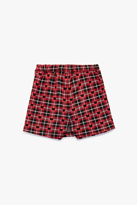 KOTON, Fusta-pantalon cu talie elastica, Alb/Negru/Coral