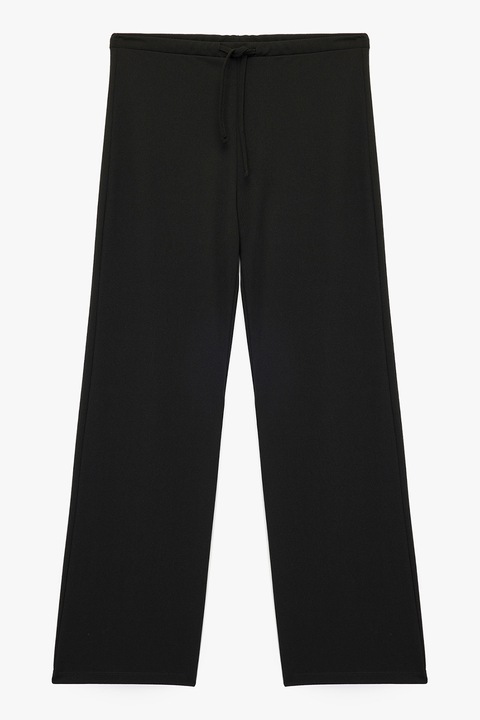 KOTON, Pantaloni drepti cu model uni, Negru