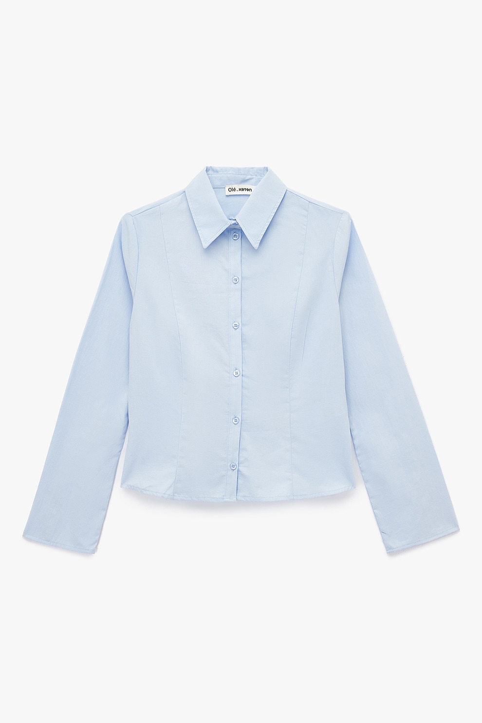 KOTON, Camasa slim-fit cu guler ascutit, Albastru pastel, 34
