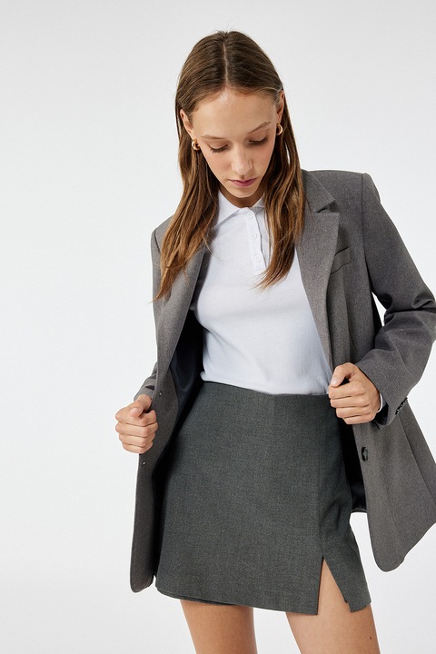 KOTON, Fusta-pantalon scurta cu slit lateral, Gri melange