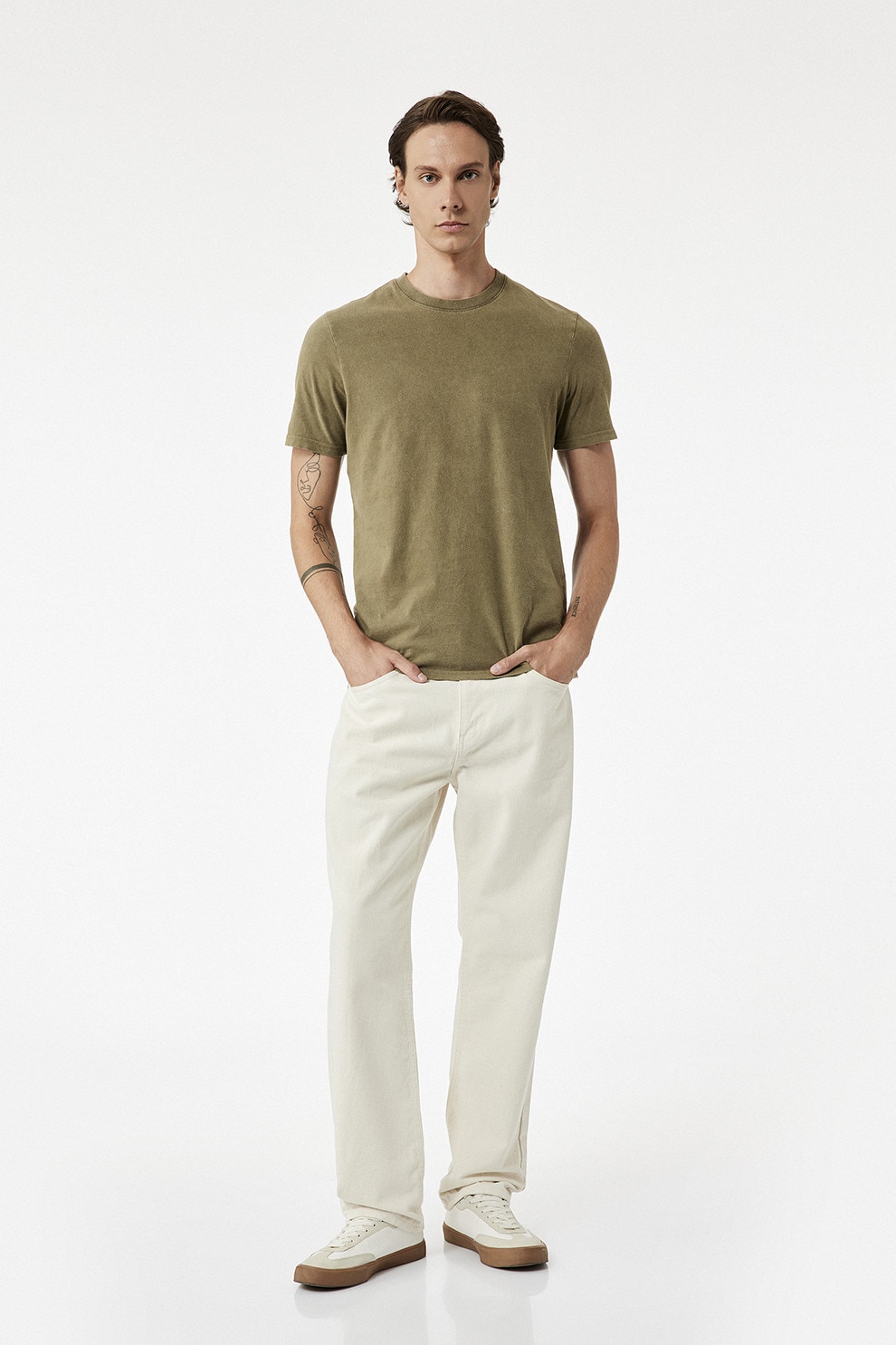 KOTON, Tricou regular fit cu model uni, Galben mustar, S