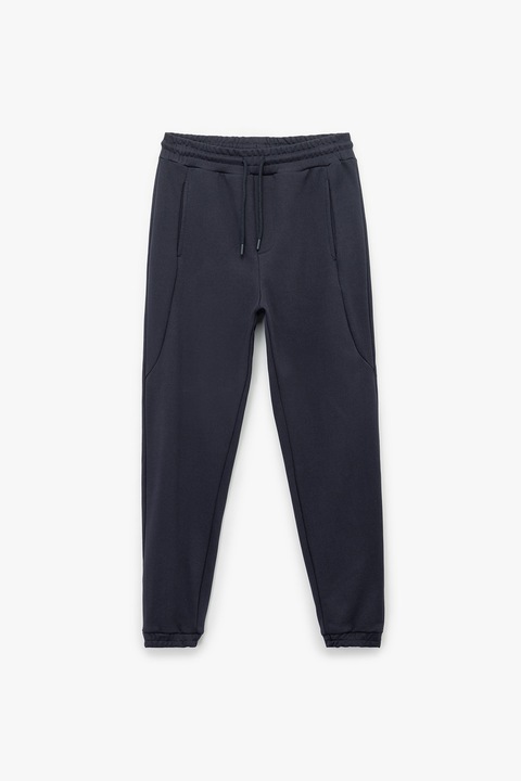 KOTON, Pantaloni regular fit de trening cu talie elastica cu snur, Bleumarin, S