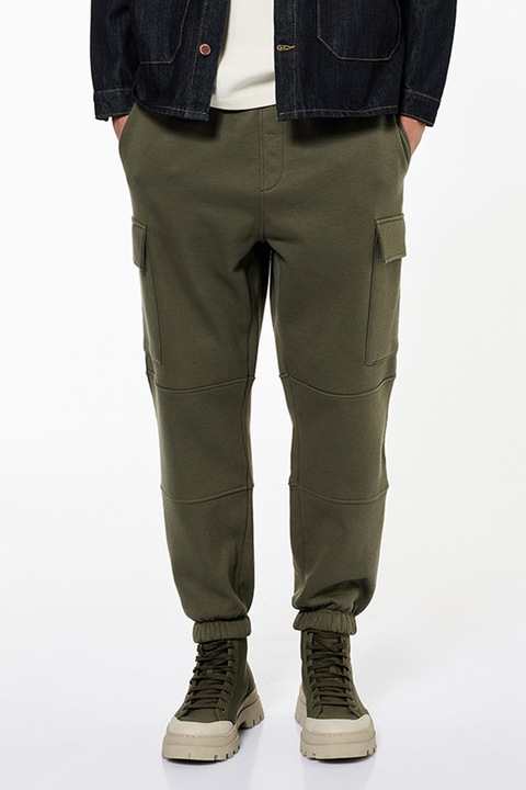 KOTON, Pantaloni cargo din amestec de bumbac cu snur, Kaki, S