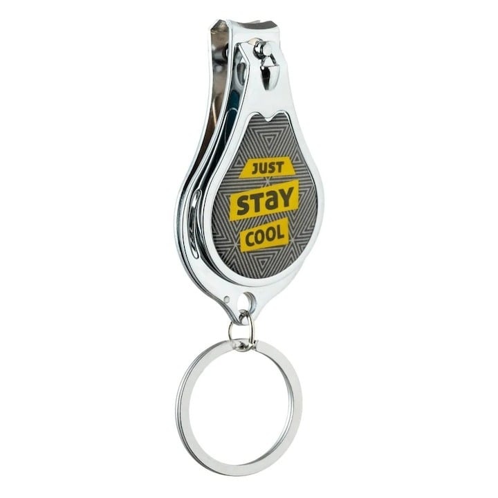 Kulcstartó 3 az 1-ben, körömvágó, sörnyitó, fém, kompakt, ezüst, Dactylion®