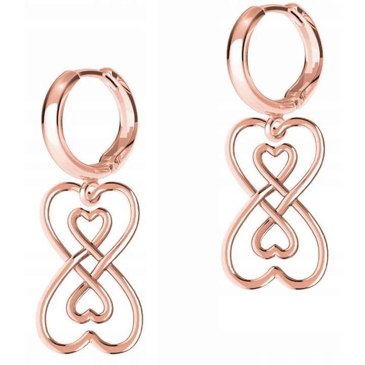 Cercei Dama, Larezo, Cu Argint 925 Cu 17mm, Set Cu Cutie Pentru Bijuterii, Rose Gold Metal
