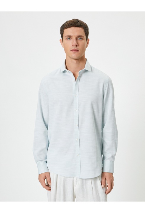 KOTON, Camasa slim fit de bumbac, Verde, L