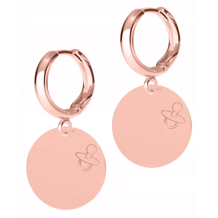 Cercei dama, Larezo, argint 925 acoperit cu roz 750, înălțime bridei 17 mm, set cu cutie pentru bijuterii, roz