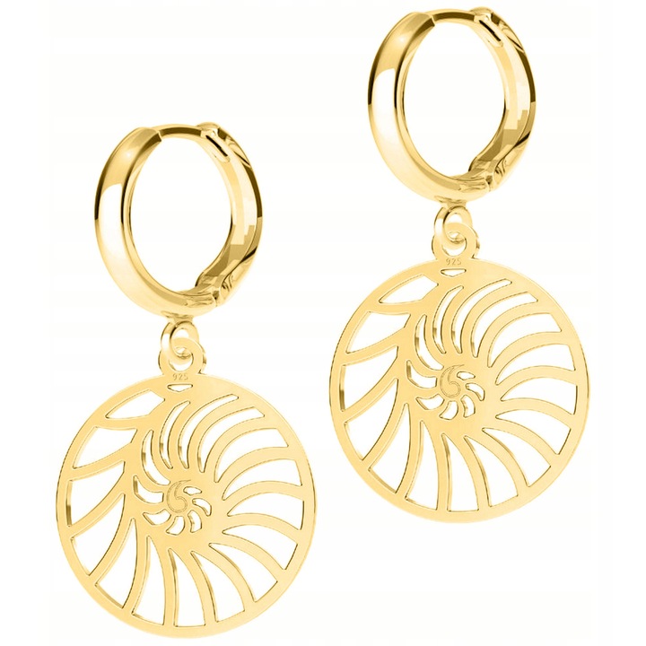 Cercei dama, Larezo, argint 925 placat cu aur 585, înălțime pandantiv 2 cm, aurii, set cu cutie pentru bijuterii