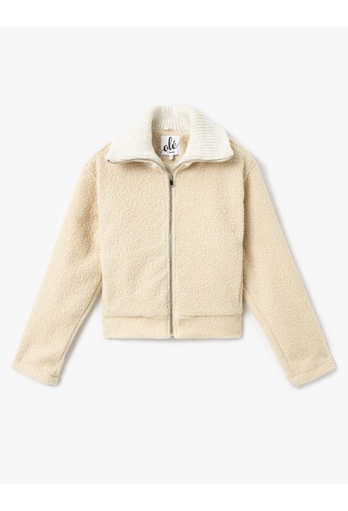 KOTON, Jacheta cu fermoar, Alb murdar, S