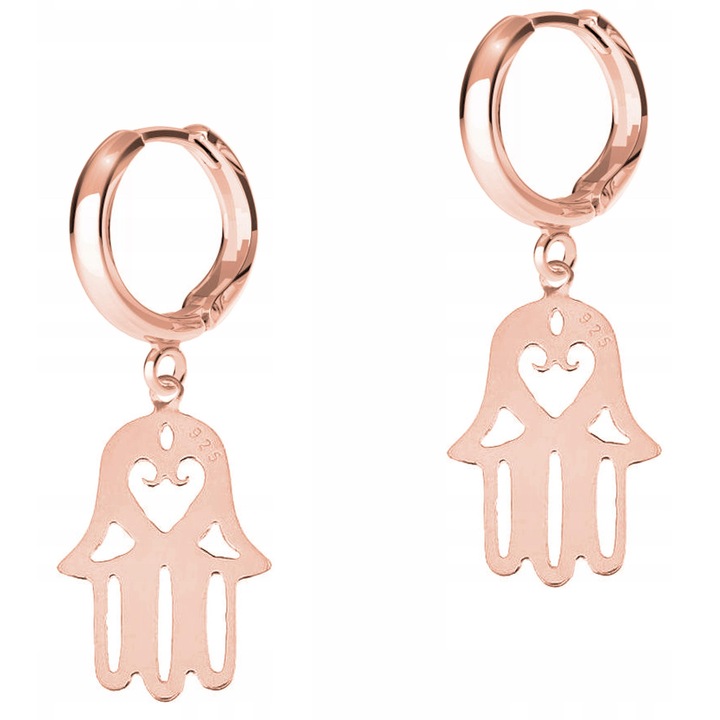 Cercei dama, Larezo, argint 925 acoperit cu roz 750, înălțime pandantiv 2 cm, set cu cutie pentru bijuterii, roz