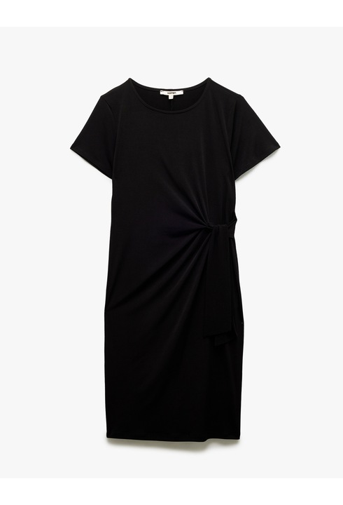 KOTON, Rochie-tricou cu detaliu cu volane, Negru, 3XL