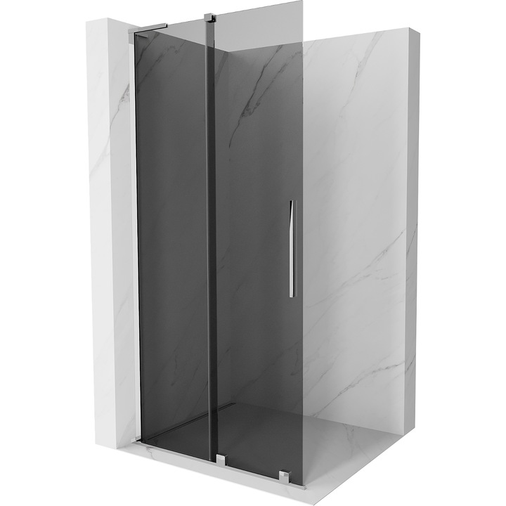 Paravan dus extensibil Mexen Velar L, 100x200cm, grafit, 8mm, crom