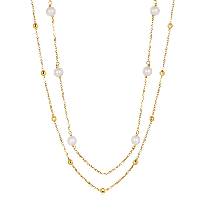 Colier argint 925 placat cu aur 14K cu perle naturale, BeSpecial, CRR25