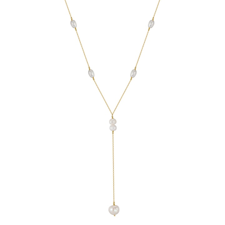 Colier argint 925 placat cu aur 14K cu perle naturale, BeSpecial, CRR23