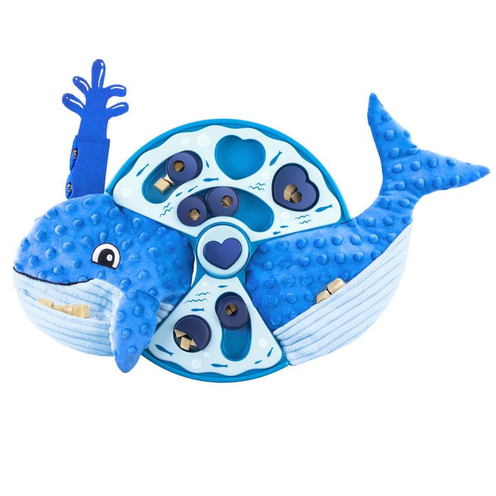 Jucarie Interactiva Pentru Pisici Migipaws, Jucarie Inteligenta Pentru Pisici Si Catei, Covoras De Miros Pentru Hranire Lenta Si Invatare Distractiva, Jucarie Care Scartaie Cu Inregistrare Si Joc (Balena)