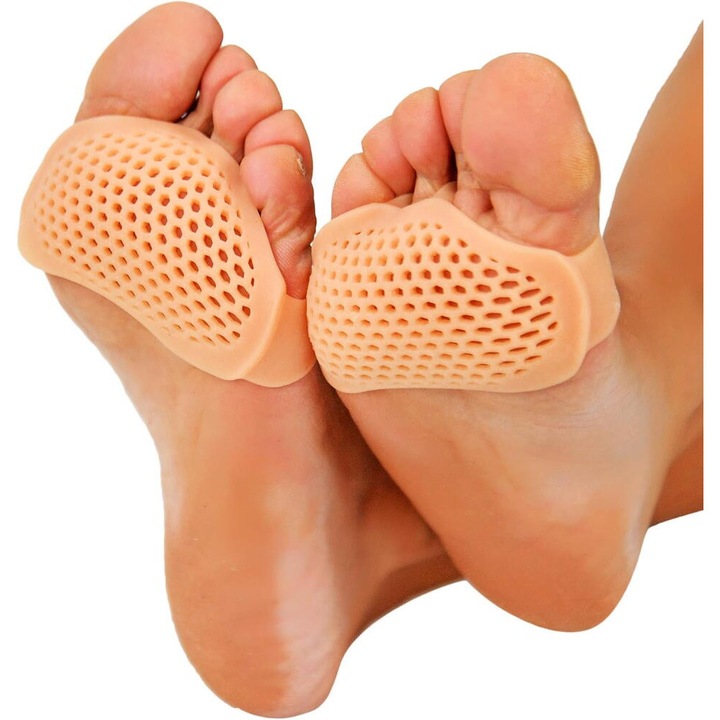 Set 2 Branturi Pentru Metatarsiene, Separator Corectie Pozitie Degete Picior, Respirabil, Reutilizabil, Impotriva alunecarii, Reducerea socurilor, Silicon, Culoarea pielii