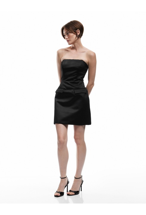 KOTON, Rochie slim fit de satin, Negru, XS