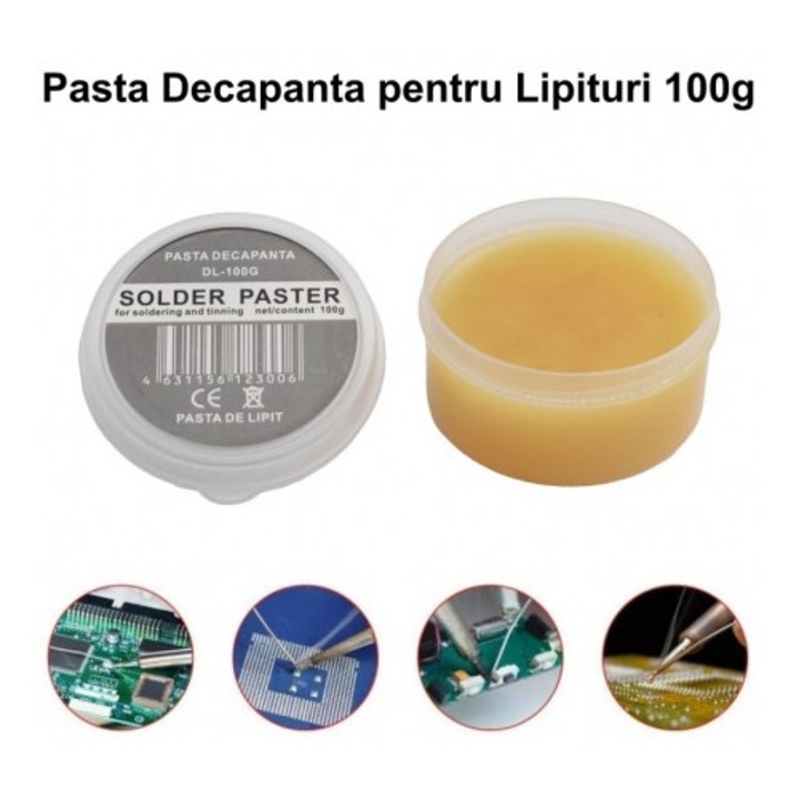Pasta Decapanta pentru Lipituri calde cu Fludor, Cositor, utilizat in procesele de lipire in electronica si alte aplicatii care implica sudura moale, Cutie mare, 100g